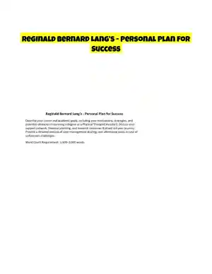 Reginald Bernard Lang�s - Personal Plan for Success