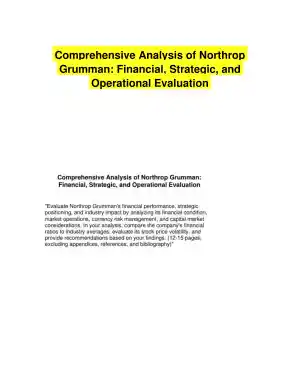 Comprehensive Analysis of Northrop Grumman: Financial, Strategic, and Operational Evaluation