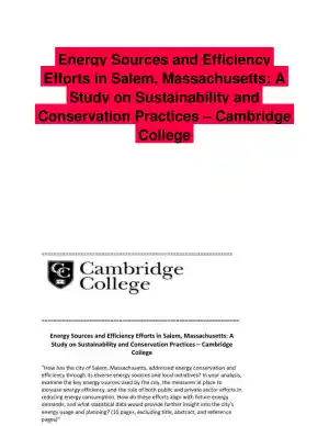 Energy Sources and Efficiency Efforts in Salem, Massachusetts: Cambridge College