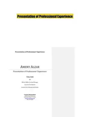 Presentation of Professional Experience