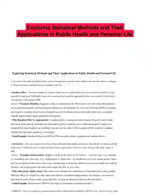 Exploring Statistical Methods and Their Applications in Public Health and Personal Life