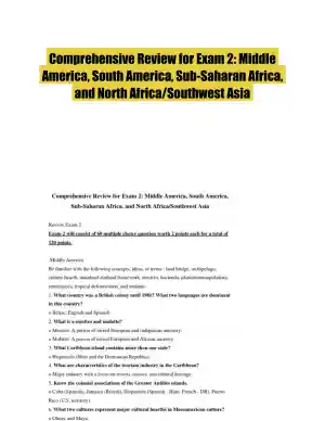 Comprehensive Review for Exam 2: Middle America, South America, Sub-Saharan Africa, and North Africa/Southwest Asia