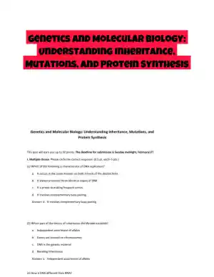 Genetics and Molecular Biology: Understanding Inheritance, Mutations, and Protein Synthesis