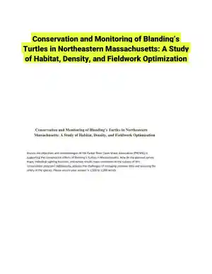 Conservation and Monitoring of Blanding�s Turtles in Northeastern Massachusetts