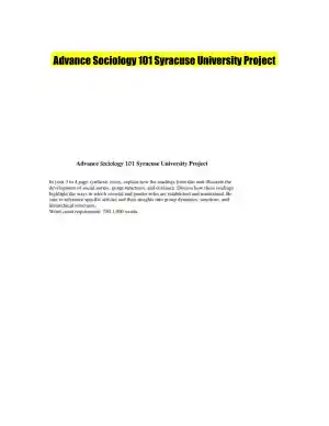 Advance Sociology 101 Syracuse University Project