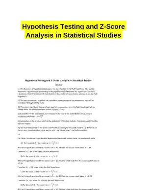 Hypothesis Testing and Z-Score Analysis in Statistical Studies