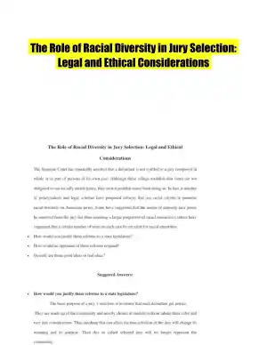 The Role of Racial Diversity in Jury Selection: Legal and Ethical Considerations