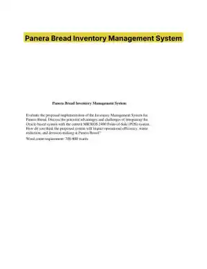 Panera Bread Inventory Management System
