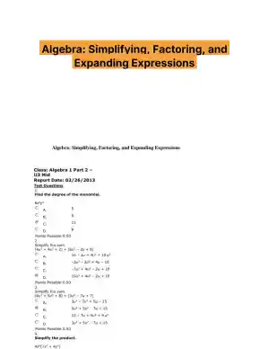 Algebra: Simplifying, Factoring, and Expanding Expressions