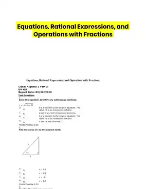 Equations, Rational Expressions, and Operations with Fractions