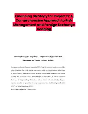 Financing Strategy for Project C: A Comprehensive Approach to Risk Management and Foreign Exchange Hedging