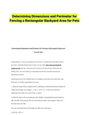 Determining Dimensions and Perimeter for Fencing a Rectangular Backyard Area for Pets
