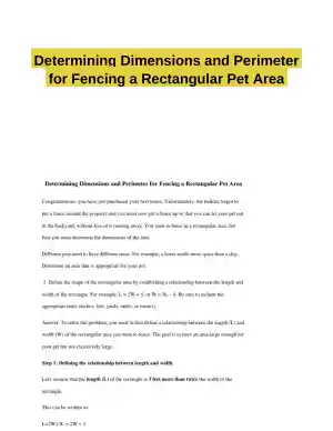 Determining Dimensions and Perimeter for Fencing a Rectangular Pet Area