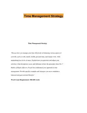Time Management Strategy
