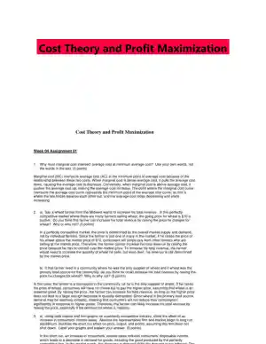 Cost Theory and Profit Maximization
