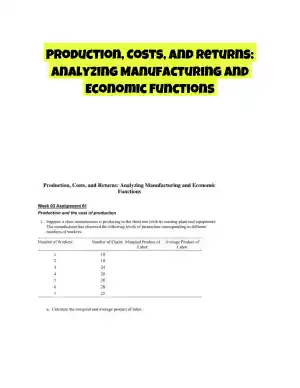 Production, Costs, and Returns: Analyzing Manufacturing and Economic Functions