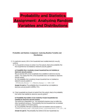 Probability and Statistics Assignment: Analyzing Random Variables and Distributions
