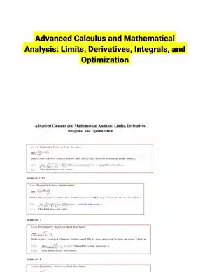 Advanced Calculus and Mathematical Analysis: Limits, Derivatives, Integrals, and Optimization