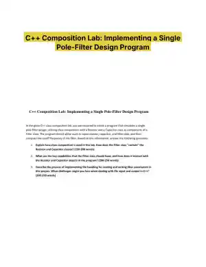 C++ Composition Lab: Implementing a Single Pole-Filter Design Program