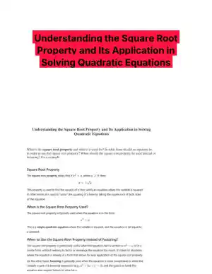 Understanding the Square Root Property and Its Application in Solving Quadratic Equations
