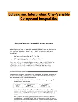 Solving and Interpreting One-Variable Compound Inequalities