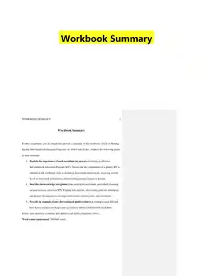 Workbook Summary