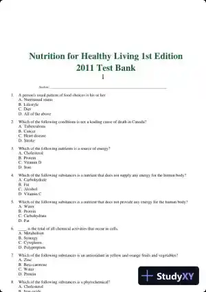 Nutrition for Healthy Living 1st Edition 2011 Test Bank