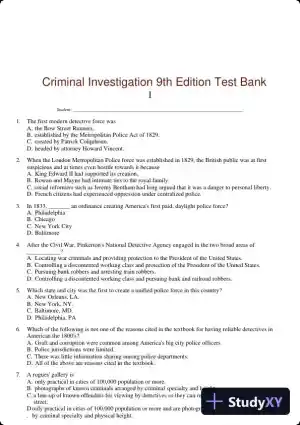 Criminal Investigation 9th Edition Test Bank