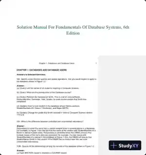 Solution Manual For Fundamentals Of Database Systems, 6th Edition
