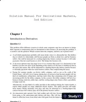 Solution Manual For Derivatives Markets, 3rd Edition