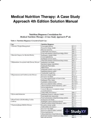 Medical Nutrition Therapy: A Case Study Approach 4th Edition Solution Manual