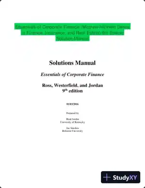 Essentials of Corporate Finance (Mcgraw-hill/Irwin Series in Finance, Insurance, and Real Estate) 9th Edition Solution Manual