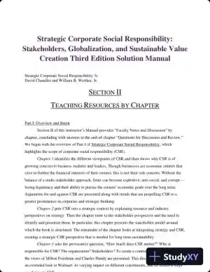 Strategic Corporate Social Responsibility: Stakeholders, Globalization, and Sustainable Value Creation Third Edition Solution Manual