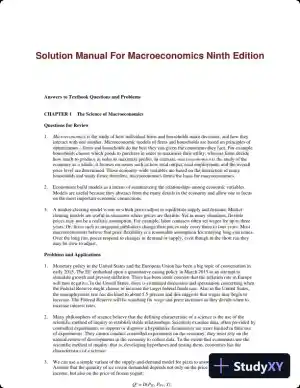 Solution Manual For Macroeconomics Ninth Edition
