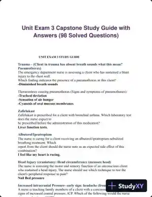Unit Exam 3 Capstone Study Guide with Answers (98 Solved Questions)