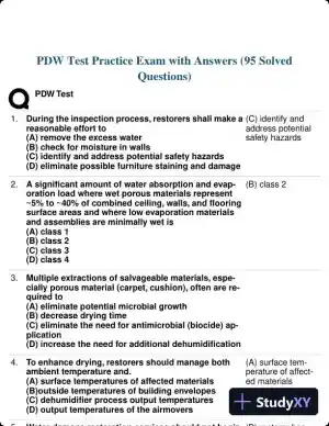 PDW Test Practice Exam with Answers (95 Solved Questions)