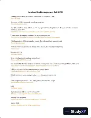 HESI Leadership/Management Exit Exam with Answers (59 Solved Questions)