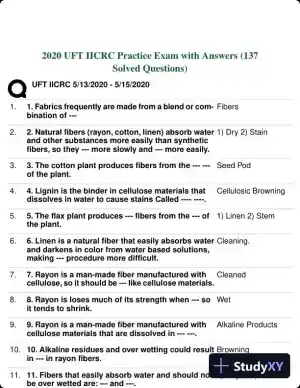 2020 UFT IICRC Practice Exam with Answers (137 Solved Questions)