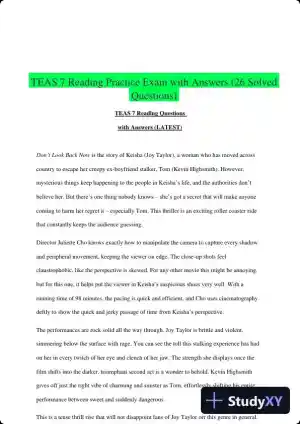 TEAS 7 Reading Practice Exam with Answers (26 Solved Questions)
