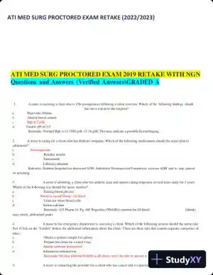 2022-2023 ATI Med Surg Proctored Exam Retake with Answers (111 Solved Questions)