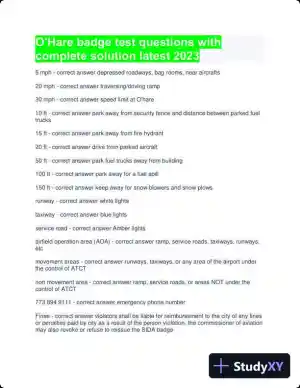 2023 O'Hare badge Test Questions with Complete Solution with Answers (69 Solved Questions)
