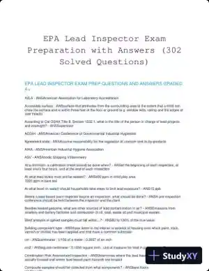 EPA Lead Inspector Exam Preparation with Answers (302 Solved Questions)