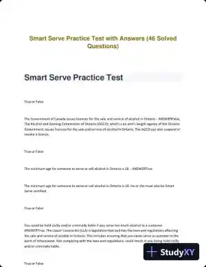 Smart Serve Practice Test with Answers (46 Solved Questions)