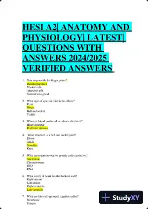 2024-2025 HESI A2 Anatomy and Physiology Practice Exam with Answers (588 Solved Questions)
