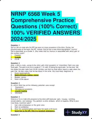 2024-2025 NRNP6568 Comprehensive Practice Exam Week 5 with Answers (30 Solved Questions)