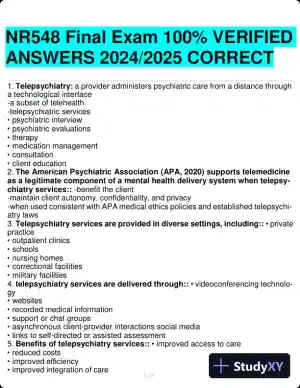 2024-2025 NR548 Final Exam with Answers (87 Solved Questions)