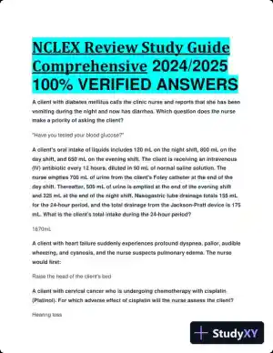 2024-2025 NCLEX Comprehensive Review Study Guide with Answers (261 Solved Questions)