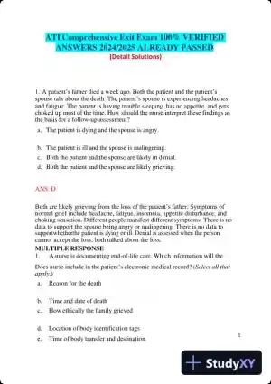 2024-2025 ATI Comprehensive Exit Exam with Answers (13 Solved Questions)