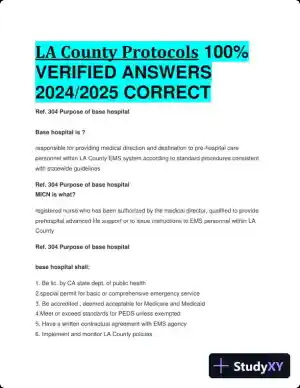 2024-2025 LA County Protocols Practice Exam with Answers (113 Solved Questions)