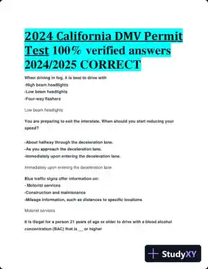 2024-2025 California DMV Permit Test with Answers (104 Solved Questions)